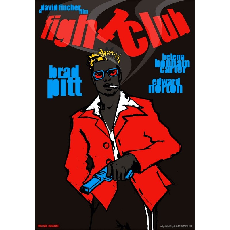 Fight Club, Brad Pitt, Polish Poster by Michal Ksiazek